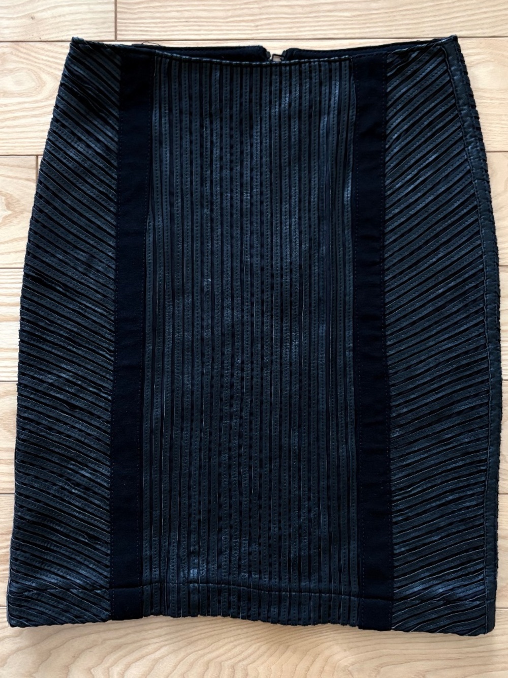 Pink Tartan Luxury Genuine Leather Pleated Panel Pencil Skirt Sz 2